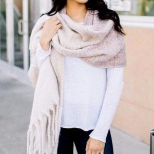 Mer Sea Soft Pink Ombre Fringe Blanket Scarf